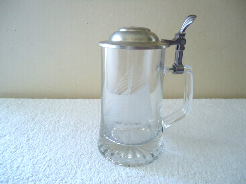 Vtg ALWE Old Spice W.Germany Columbia 1901 Glass Beer Mug Tankard " Beautiful "