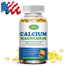 Calcium, Magnesium & Zinc Plus Vitamin D3 120 Capsules Softgels High Absorption