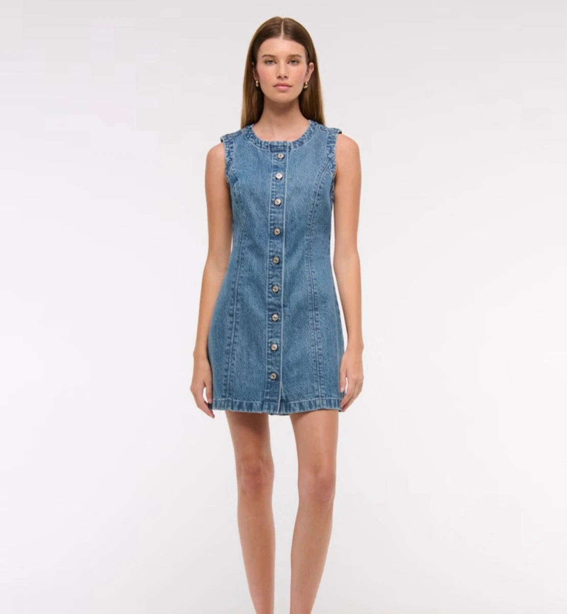 white christmas dresses Glow Girl Light Wash Stretch Sparkle Denim Sleeveless Dress main image 1
