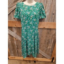 Green floral ann taylor NWOT 2 career casual teacher green lined sheer dress