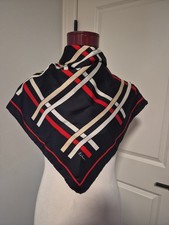 Echo Square Silk Scarf Black Red Tan Plaid