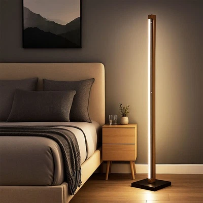 Lampe Sur Pied En Bois LED Pour Salon Marron Décor Étoilé H 113cm - Photo 1/4