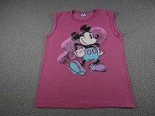 Vintage Mickey Mouse Tank Top Youth Small Pink Disney Character Fashions 80s USA