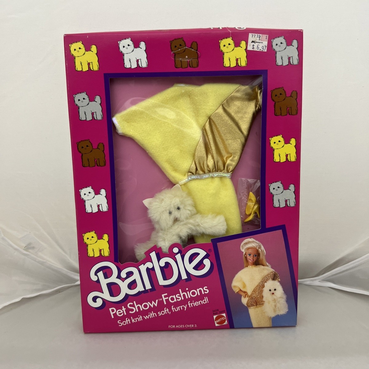 Vintage 1986 Barbie Pet Show Fashion Outfit No 3658 Yellow New Old