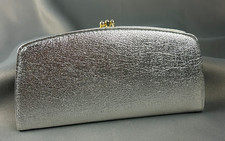 Vintage Sparkle Metallic Silver Small Clutch Purse Wallet 8" X 4"