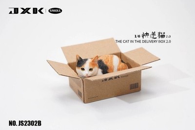 JXK 1/6 The Cat In The Delivery Box 2.0 Model Small Figure Cat Collector JS2302B