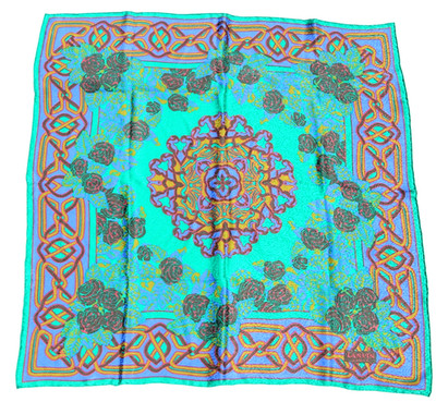 Vintage LANVIN Paris Jacquard Silk Scarf 35'' x 33''