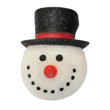Vtg 1980's Melted Popcorn Plastic Snowman Head Christmas Lamp Post Light Cover