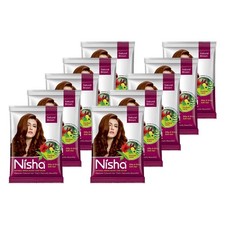 Nisha Henna Based Hair Color, Natural Brown Shade 15gm Each Set Of 10