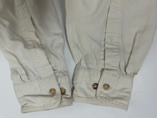 Vintage Lands End Denim Shirt Men Large Tall Ivory Minimal Button Up Heavy USA - Picture 15 of 17