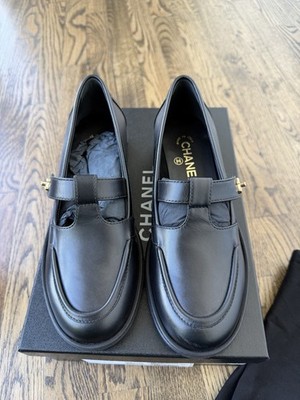 Chanel Black Loafer Moccasin With CC Turnlock 38 | eBay