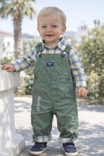 OSHKOSH B'GOSH Vestbak pant overalls Matching Plaid Shirt Boys 12 Months 2 Piece