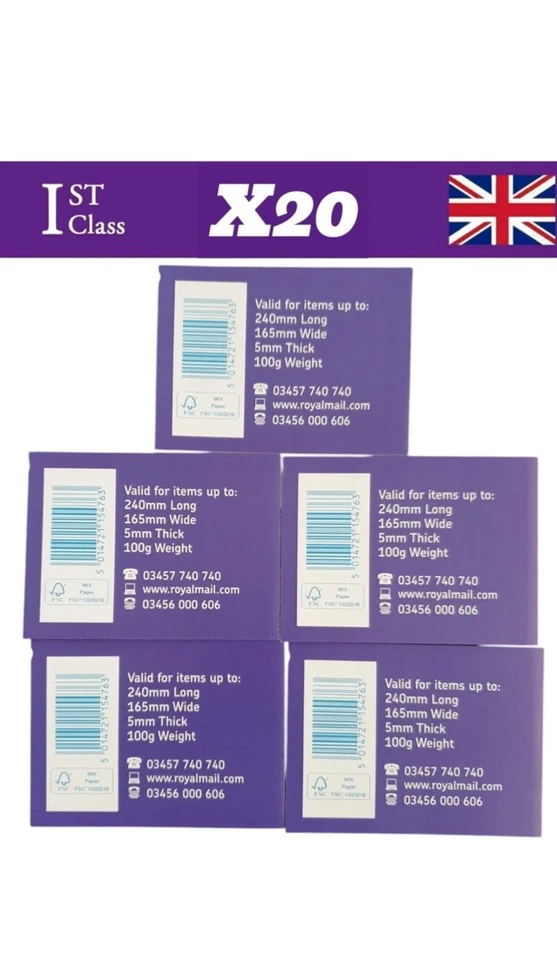 Original 1st Class Stamps x20 Royal Mail Barcoded First Class SAME DAY DISPATCH - Image 2 of 4