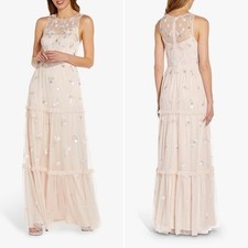 Adrianna Papell Beaded Tiered Gown Blush Pink Sz 6 NWT - SAMPLE Prom Wedding