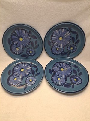 Noritake Folkstone Genuine Stoneware Twilight (4) 10 3/4'' Dinner Plates #8512 EX