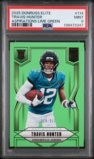 2025 PANINI DONRUSS ELITE ASPIRATIONS LIME GREEN #114 TRAVIS HUNTER 14/999 PSA 9