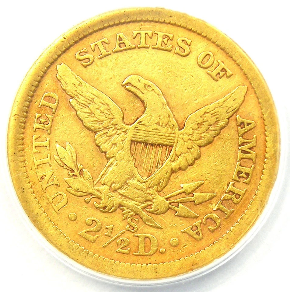 1868-S Liberty Gold Quarter Eagle $2.50. Certified ANACS VF35 Detail - Rare Date - Image 4 of 4