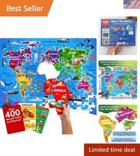 Giant 70-Piece Jigsaw World Map Puzzle for Kids Ages 3-12 - Fun  Learning 