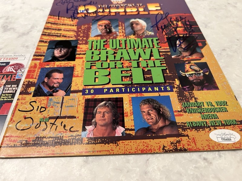 WWE WWF Royal Rumble Program Magazine Flair Sid Justice Autograph Signed Hogan