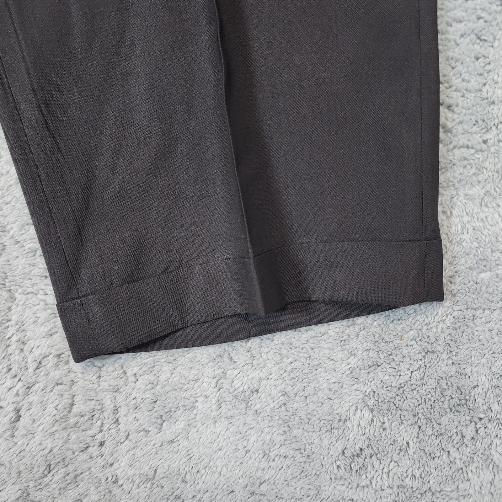 Armani Collezioni Wool Pants Mens 32x28 Black Pleated Dress Cuffed Made in Italy