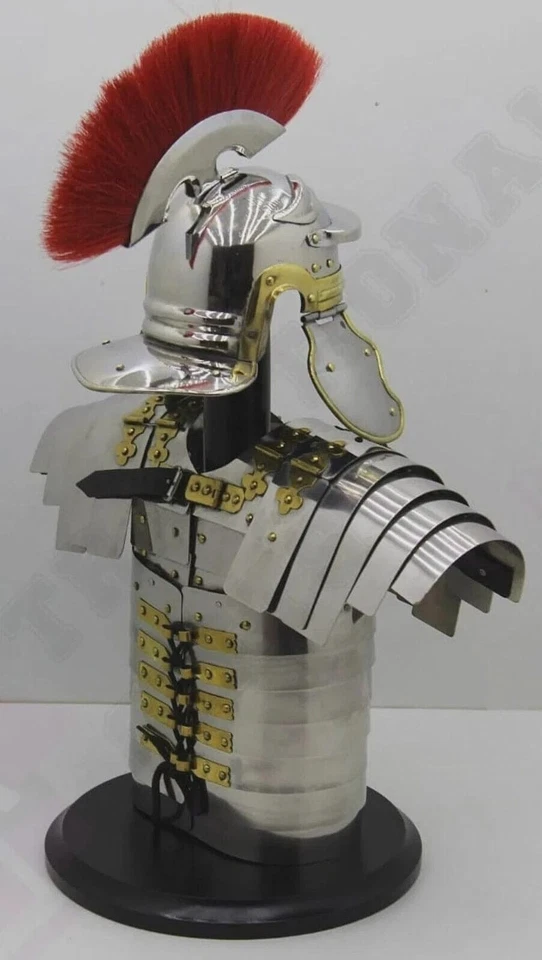 Armadura romana Lorica Segmentata con casco: juego de disfraces LARP de acero Foto 3 de 4