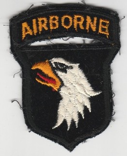 Nice post WW II US Army velvet 101st Airborne Division patch w/ attached tab
