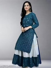 Indian Readymad Rayon Kurta With Skirt Set for Women's Party Festive Outfit Gift