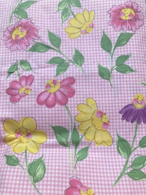 Daisy Kingdom Flower Party Flowers on Gingham Flannel Fabric Donna Dewberry 7/8Y