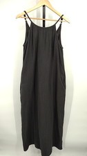 Quince Women 100% Organic Cotton Gauze Sleeveless Maxi Dress Black S