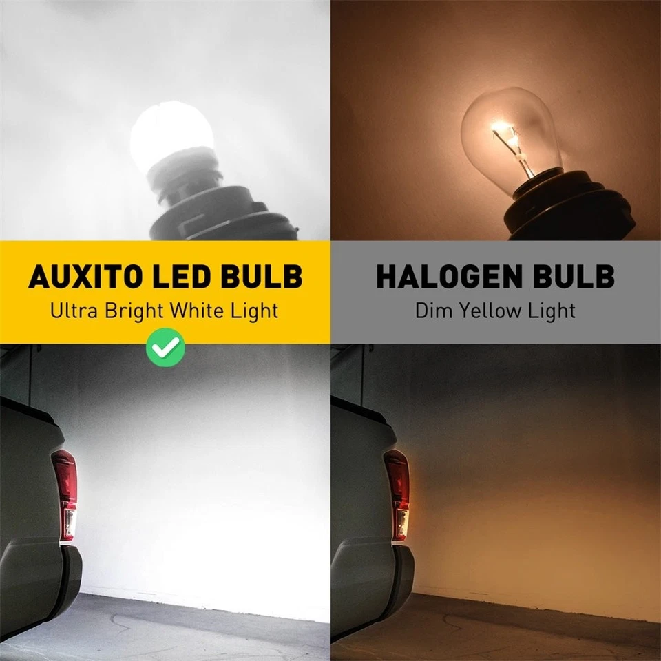 2set AUXITO 1157 LED Tail Brake Stop Reverse Parking Turn Signal Light BulbWhite Foto 4 de 4