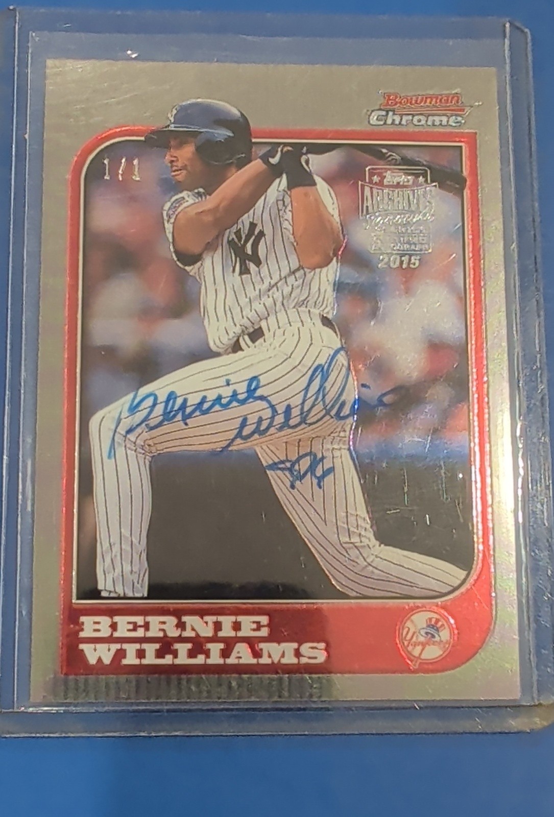 2015 Topps Archives Signature Series Bernie Williams 1/1 Yankees Auto 1997 Bowma