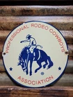 VINTAGE RODEO ASSOCIATION PORCELAIN SIGN RARE OLD WESTERN COWBOY WRANGLER RANCH