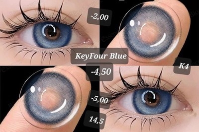 -2,00 Diop. Key Blue   Blaue Kontaktlinsen mit Stärke   Jahreslinsen   K6
