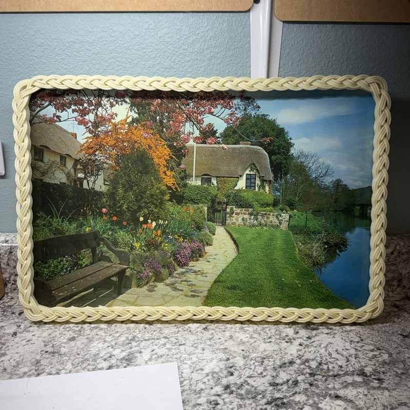 Vintage Wicker Serving Tray Cottage On The River 1970s Dunlicraft Make Offer