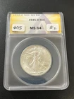 1945 D WALKING LIBERTY HALF DOLLAR ANACS MS-64 - UNCIRCULATED - CERTIFIED - 50C