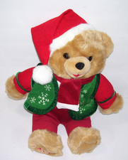 Vintage 2008 Dan Dee Snowflake Teddy 20" Teddy Bear Christmas Hat Green Vest