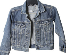 GAP Kids Denim Jacket Blue Jean Snap Button Small Trucker Cotton Distressed