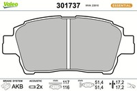 Bremsbelagsatz Scheibenbremse Essential Valeo 301737 FüR Yaris Toyota Celica VAN