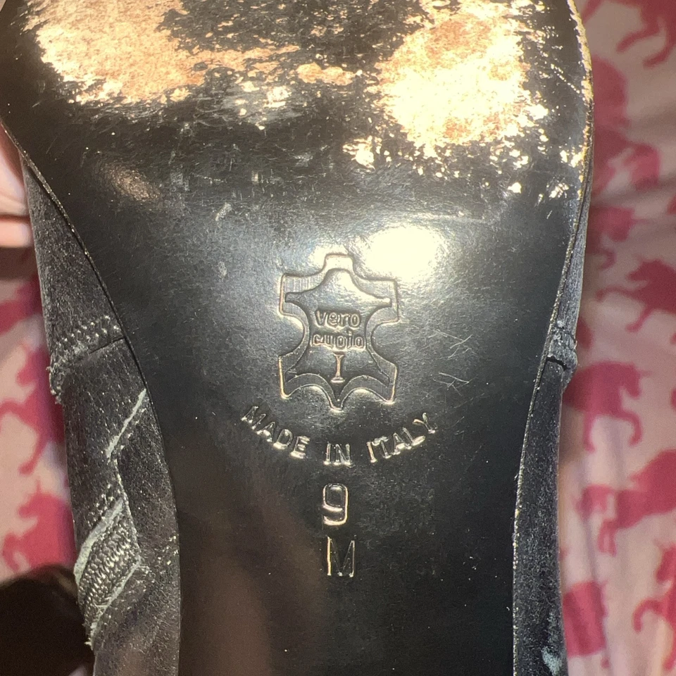 Botas hasta la rodilla de cuero italiano negro vintage VIA SPIGA cremallera lateral talla 9M Foto 3 de 4