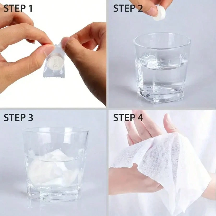 100 Pcs Portable Compressed Towels, Coin-Size for Camping & Hiking - Image 3 of 4
