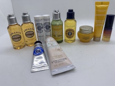 L Occitane 11 Pc Travel Lot NEW Immortelle Reset Serum Almond Shower Oil Minis