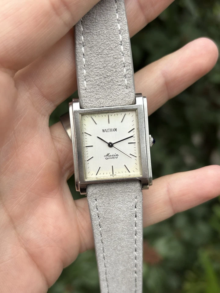 Rare Vintage 80s Waltham Maxim Quartz Tank Watch Stainless Steel - Image 4 of 4