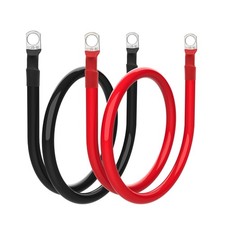 2 PCS 4 AWG Gauge Battery Cable Wires 3/8 Inch Terminal Power Inverter 3 FT