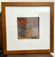 Signed Chris Romine Original Watercolor Mixed Media Art Framed 11" Square