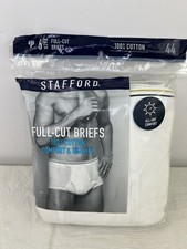 Vintage Stafford Men's Full Cut Briefs 6 Pack Size 44 White 100 Cotton NOS