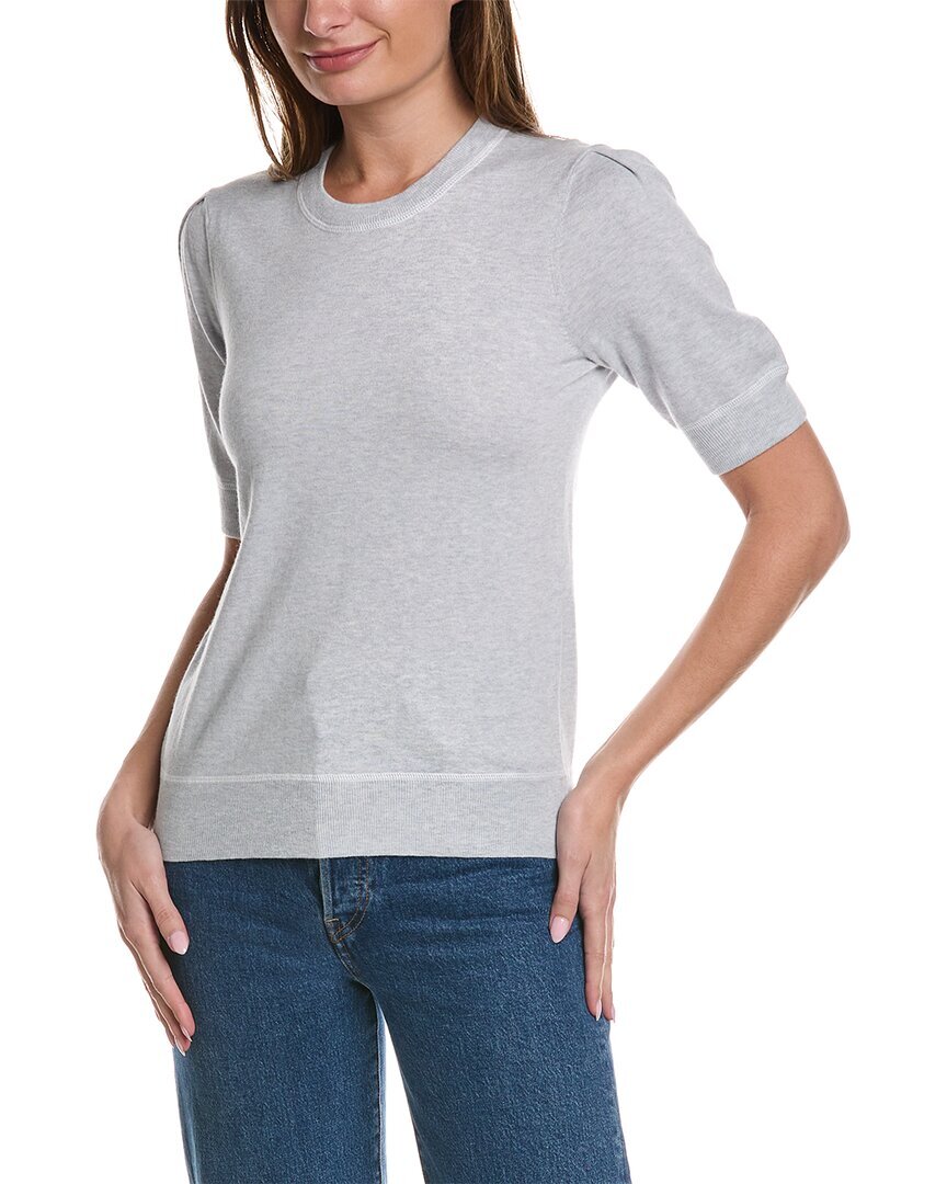 Женский свитер из кашемировой смеси Forte Cashmere с плиссированными рукавами серого цвета S