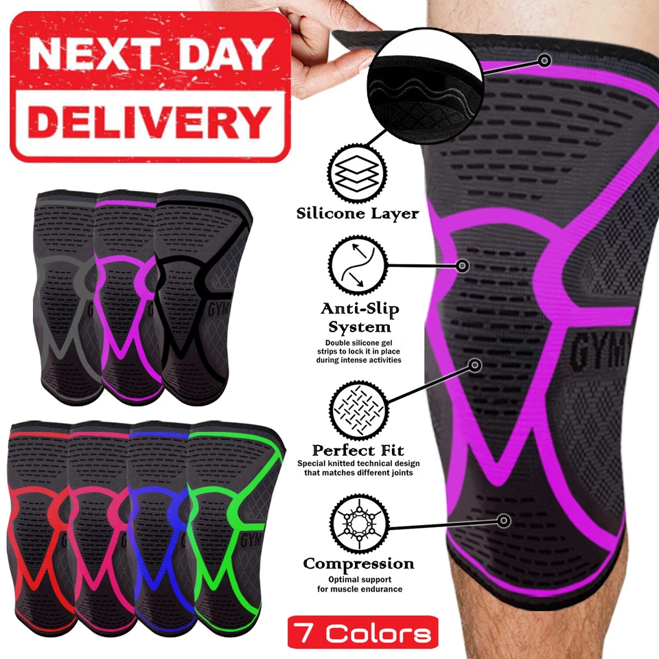 Knee Support Compression Sleeve Brace Corrector Arthritis Pain Relief Gym Patela - Image 3 of 4