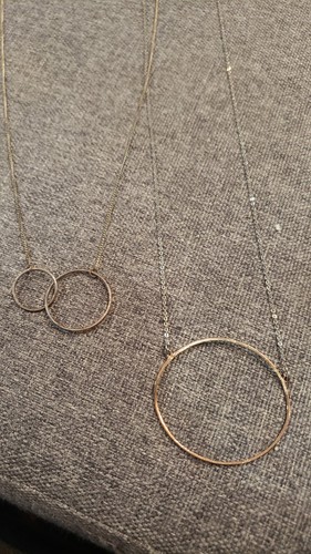 Set Of 2 Necklaces Silver Chain And Gold Minimalist Circle Pendants