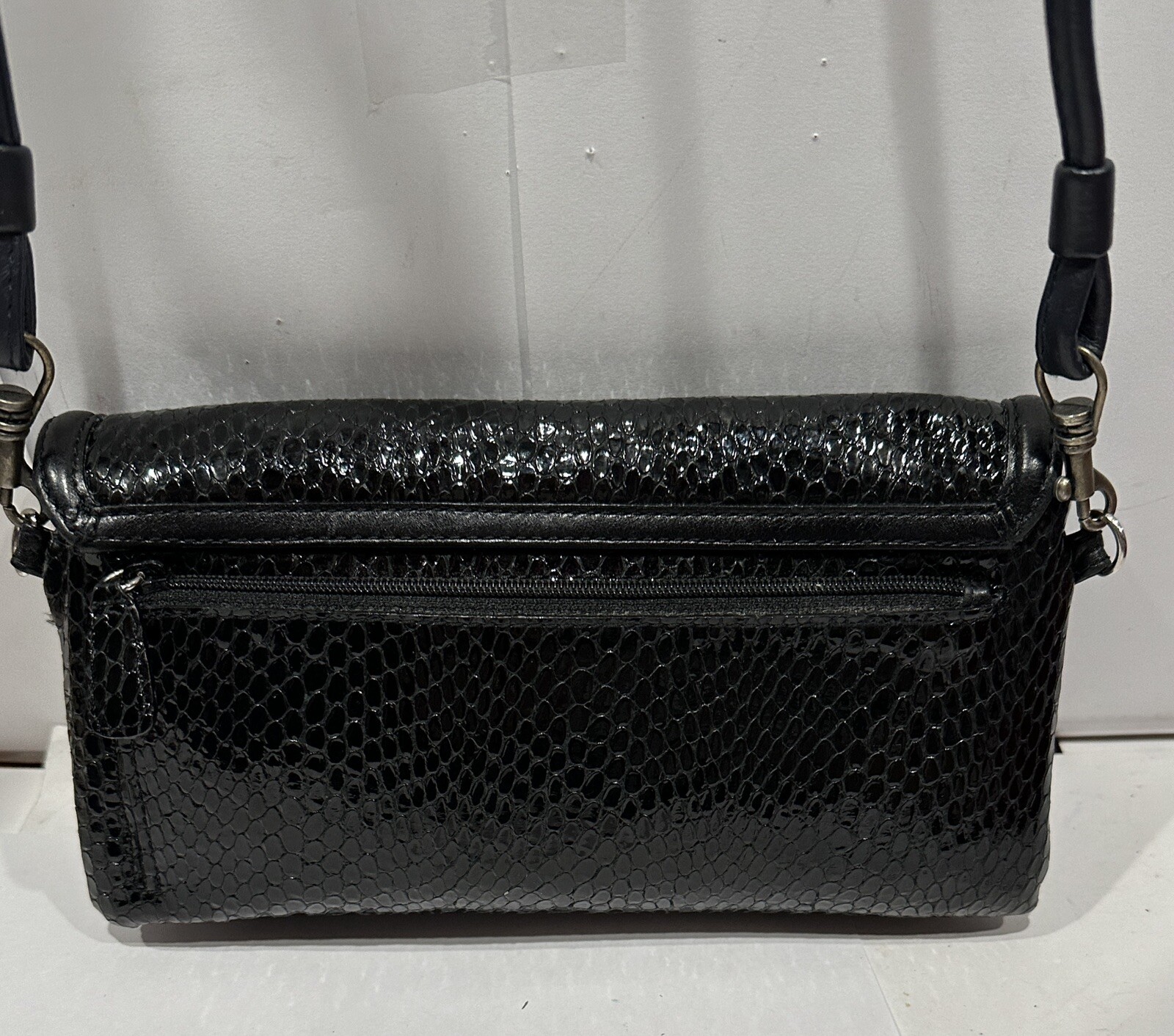 BRIGHTON Python Black Patent Snake Skin Wallet Cl… - image 2