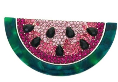 Napier Juicy Watermelon Slice Brooch Pin Silver Tone  Fruit SummerNEW w Gift Box
